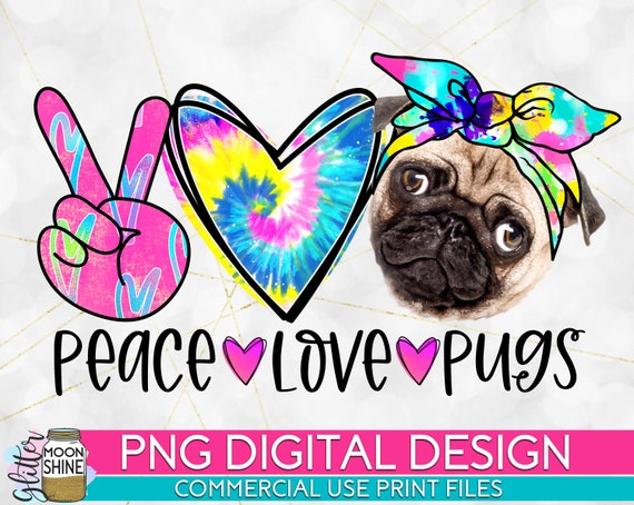 Crazy Pug Mama Adorable Pug Dog With Pink Hearts Crazy Pug Mama Adorable Pug Dog With Pink Hearts