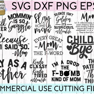 Mom Shirt Bundle of 20 Svg Eps Dxf Png Files for Cutting Machines Cameo ...