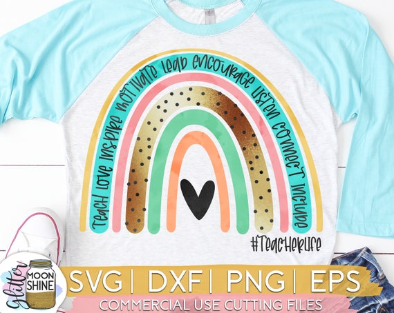 Download Dot Rainbow Teacher Life Svg Eps Dxf Png Cutting Files For Etsy