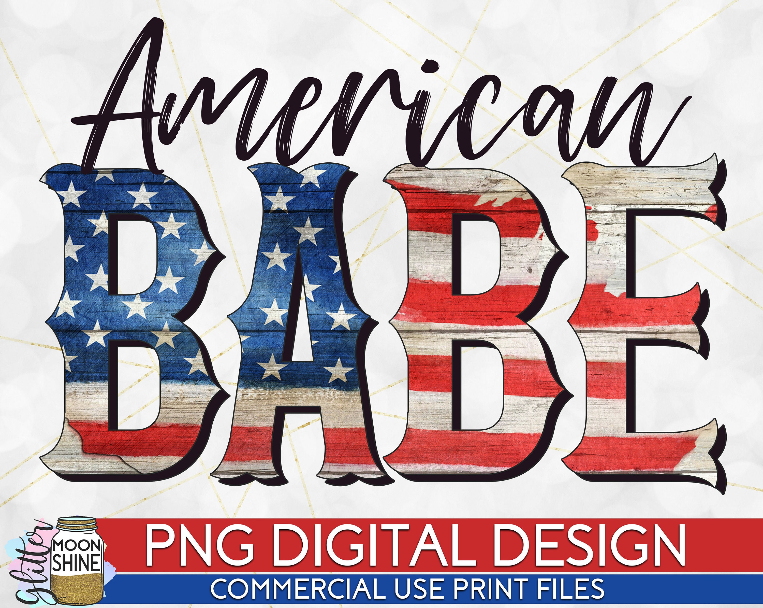 American Babe Grunge Flag PNG Print File for Sublimation or - Etsy