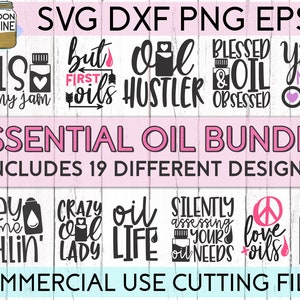 Essential Oil Bundle of 19 svg eps dxf png Files for Cutting Machines Cameo Cricut, Hippie, Mother's Day, Funny, Boho, Essential Oils
