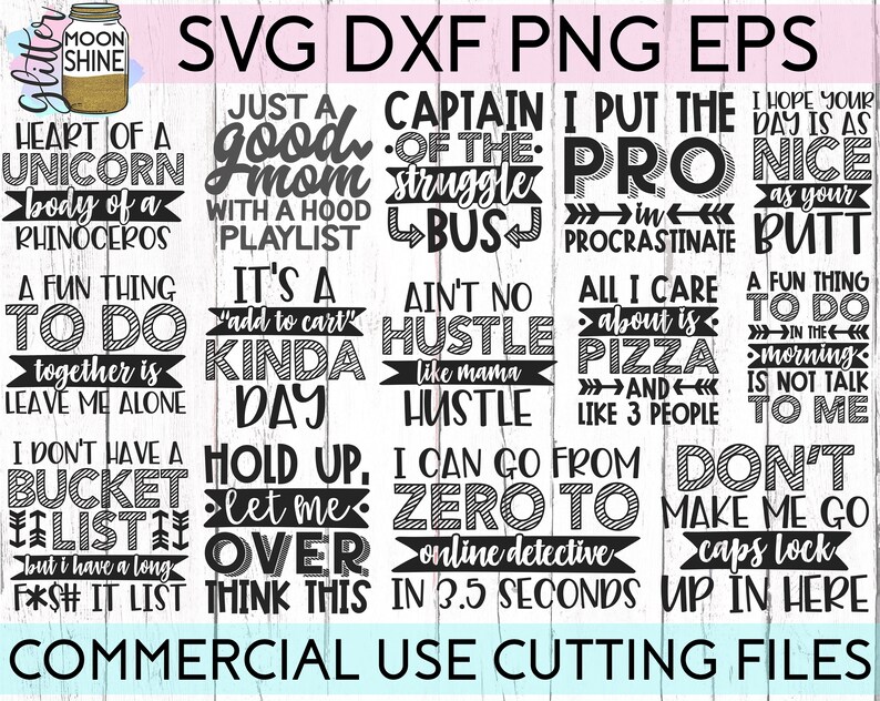 Download Funny Quotes Bundle of 36 svg eps dxf png Files for ...
