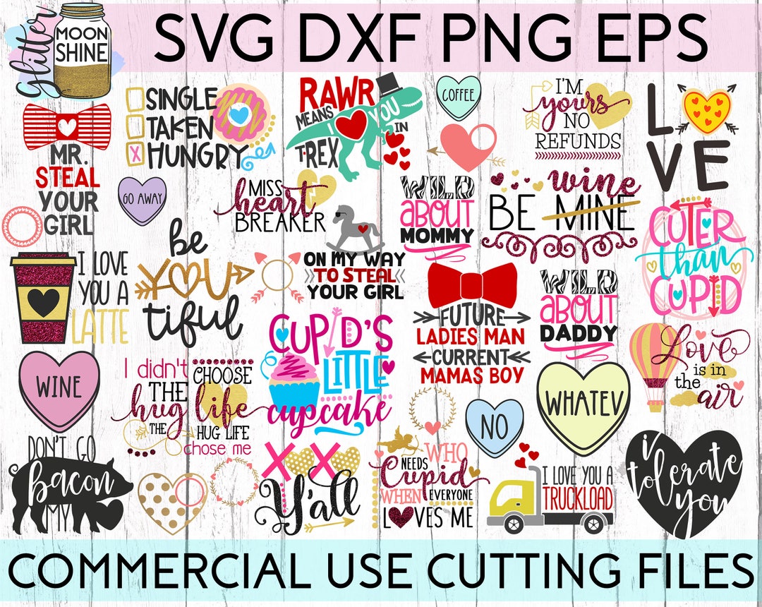 HUGE Valentine's Bundle 35 Svg Dxf Png Eps Files for Cutting Machines ...
