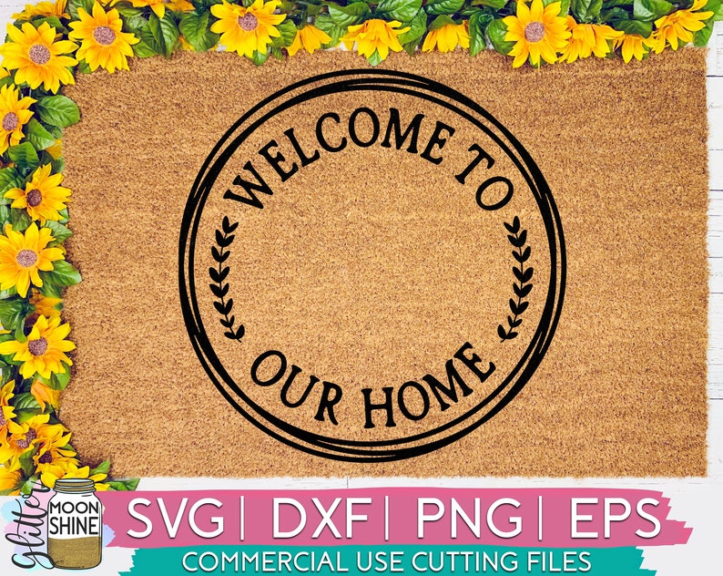 Welcome Monogram Door Mat svg eps dxf png Files for Cutting | Etsy