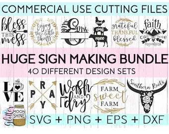 HUGE Sign Making Bundle of 40 svg eps dxf png Files for Cutting Machines Cameo Cricut, Farmhouse, Girly, Rustic, Home Sweet Home, Christian