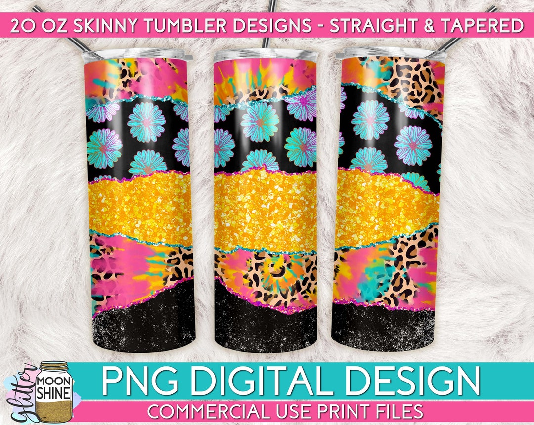 Tie Dye Leopard Bright Stack Tumbler PNG Print Files for 20 Oz ...