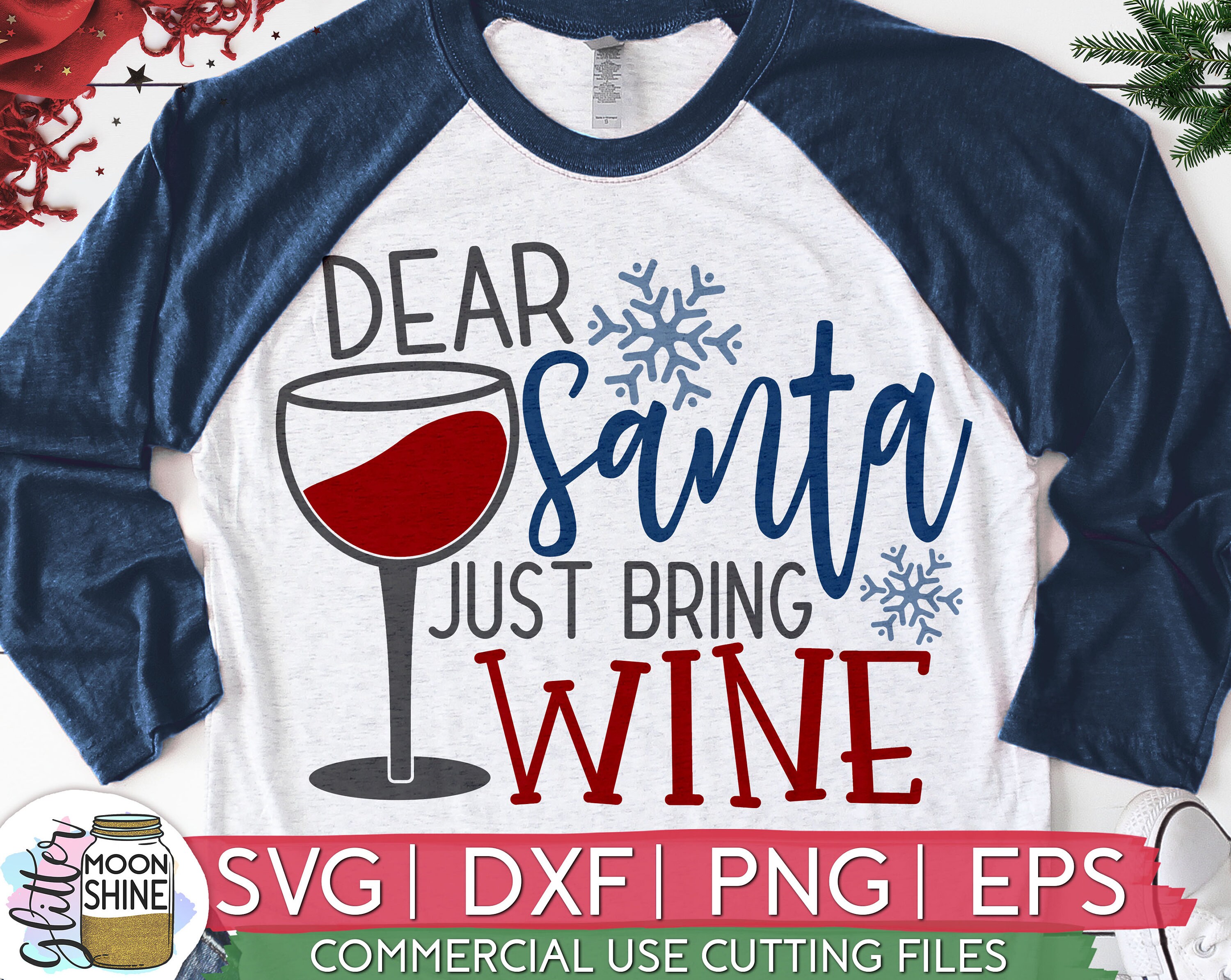 humor cut file cricut Christmas seasonal png and jpg file svg Santa color black Dear Santa: so this year is wine ok? digital download