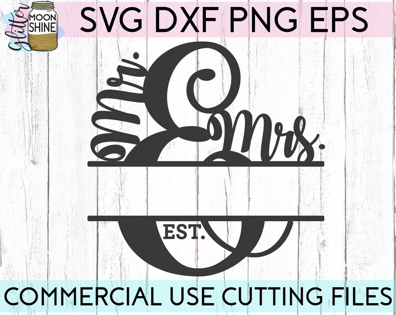 Download Mr. And Mrs. Split Monogram Frame svg eps dxf png Files ...