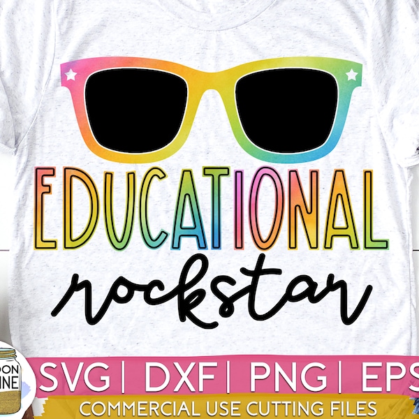 Educational Rockstar Sunglasses svg eps dxf png cutting files for silhouette cameo cricut, Teacher, Teaching, Back to School, Sublimation