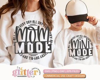 Mom and Mini Mode Set of 2 svg eps dxf png Files for Cutting Machines Cameo Cricut, Matching, Sublimation Design, Mom, Son Daughter