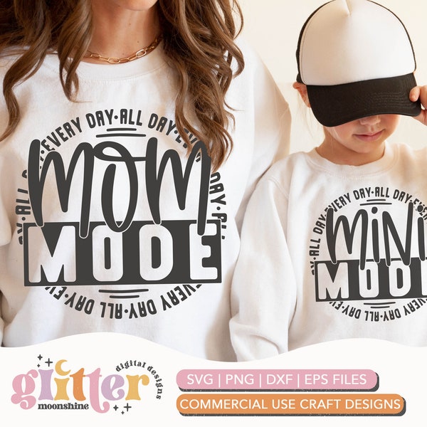 Mom and Mini Mode Set of 2 svg eps dxf png Files for Cutting Machines Cameo Cricut, Matching, Sublimation Design, Mom, Son Daughter