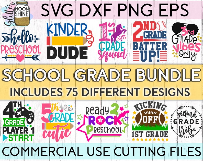 Huge School Grade Bundle of 75 svg eps dxf png Files for Cutting Machines Cameo Cricut, Back to School, First Day Of School, Preschool 