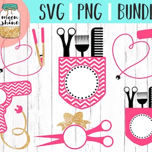 Hair Stylist Monogram Frame Bundle svg dxf eps png cutting files for silhouette cameo cricut, Beautician, Salon, Cosmetology, Hairdresser
