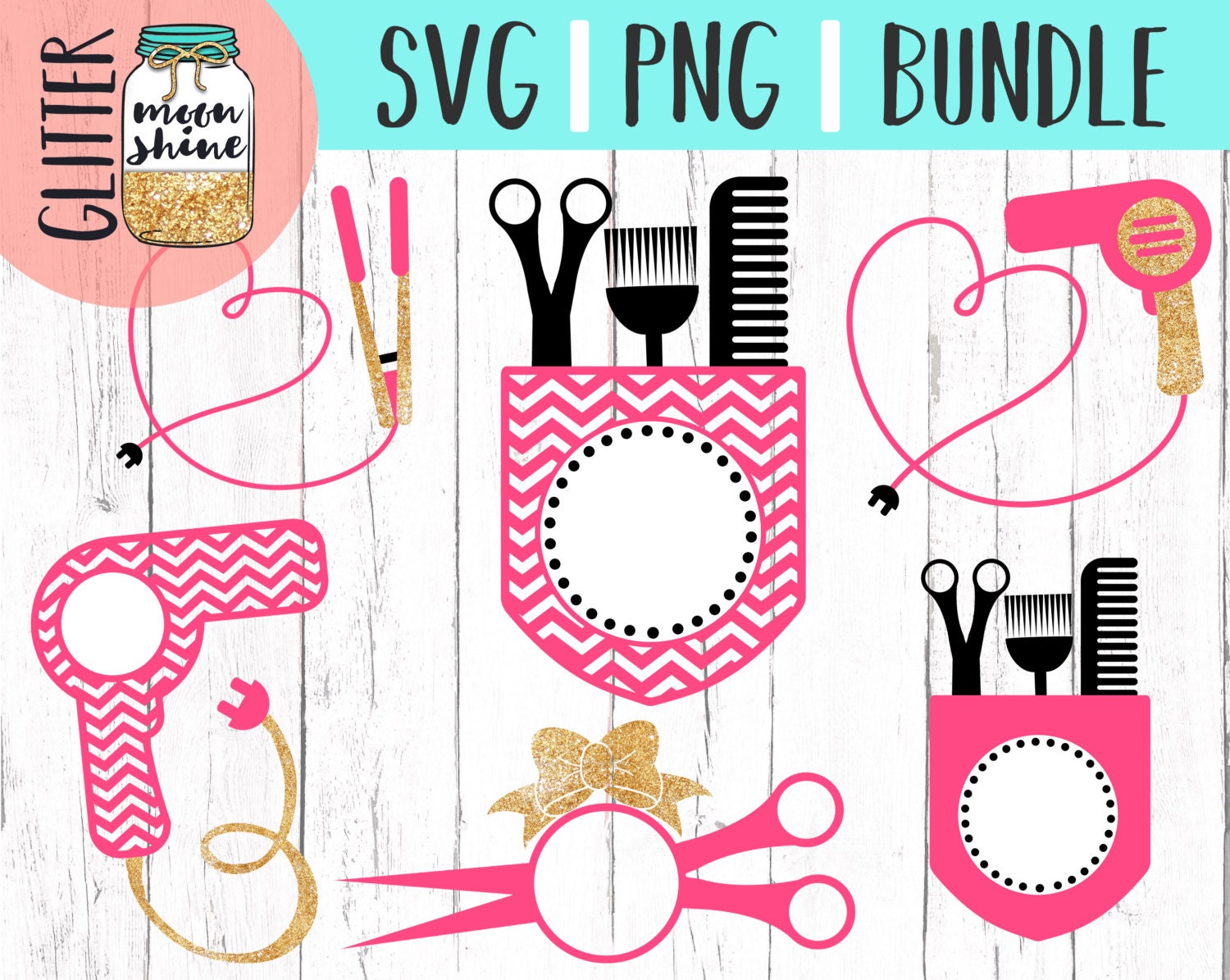Download Hair Stylist Monogram Frame Bundle svg dxf eps png cutting | Etsy