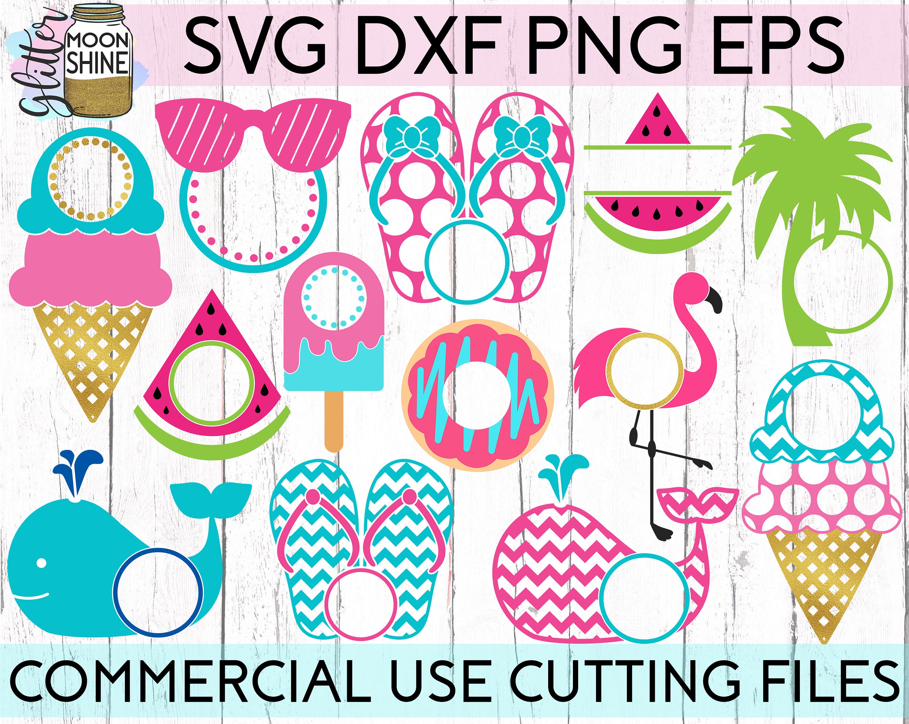 Download Summer Monogram Frame Bundle of 13 svg dxf eps png Files ...