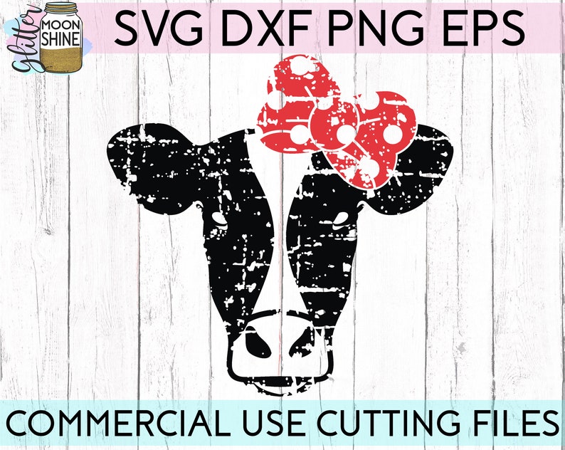 Download Distressed Cow Face Dot Bow svg dxf eps png Files for ...