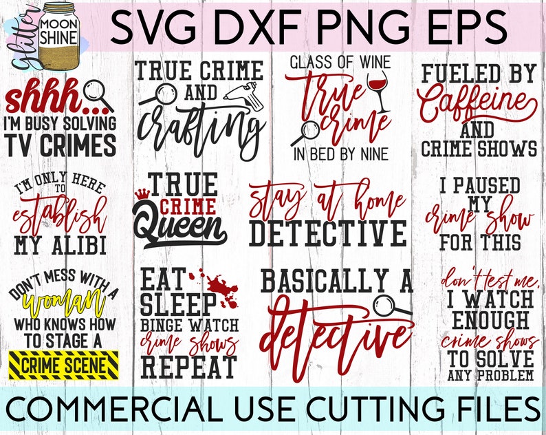 True Crime Bundle of 17 svg eps dxf png Files for Cutting Machines Cameo Cricut, True Crime, Sublimation Design, Mom, Women's, Funny image 2