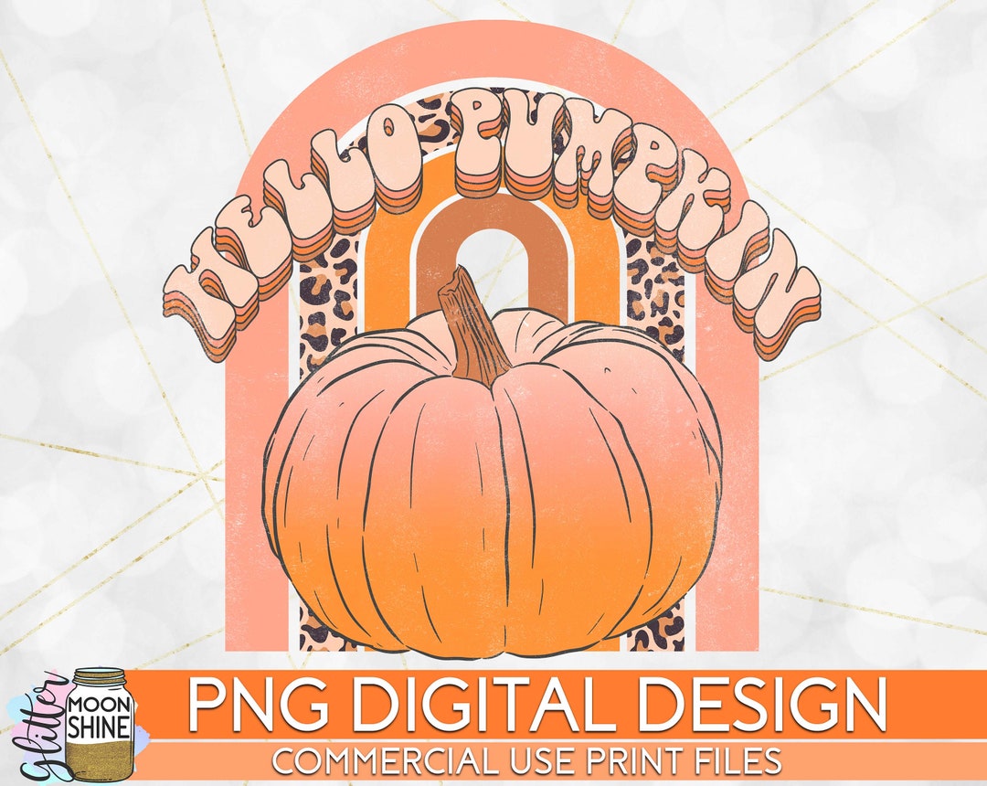 Hello Pumpkin Retro Rainbow Leopard PNG Print File for Sublimation or ...