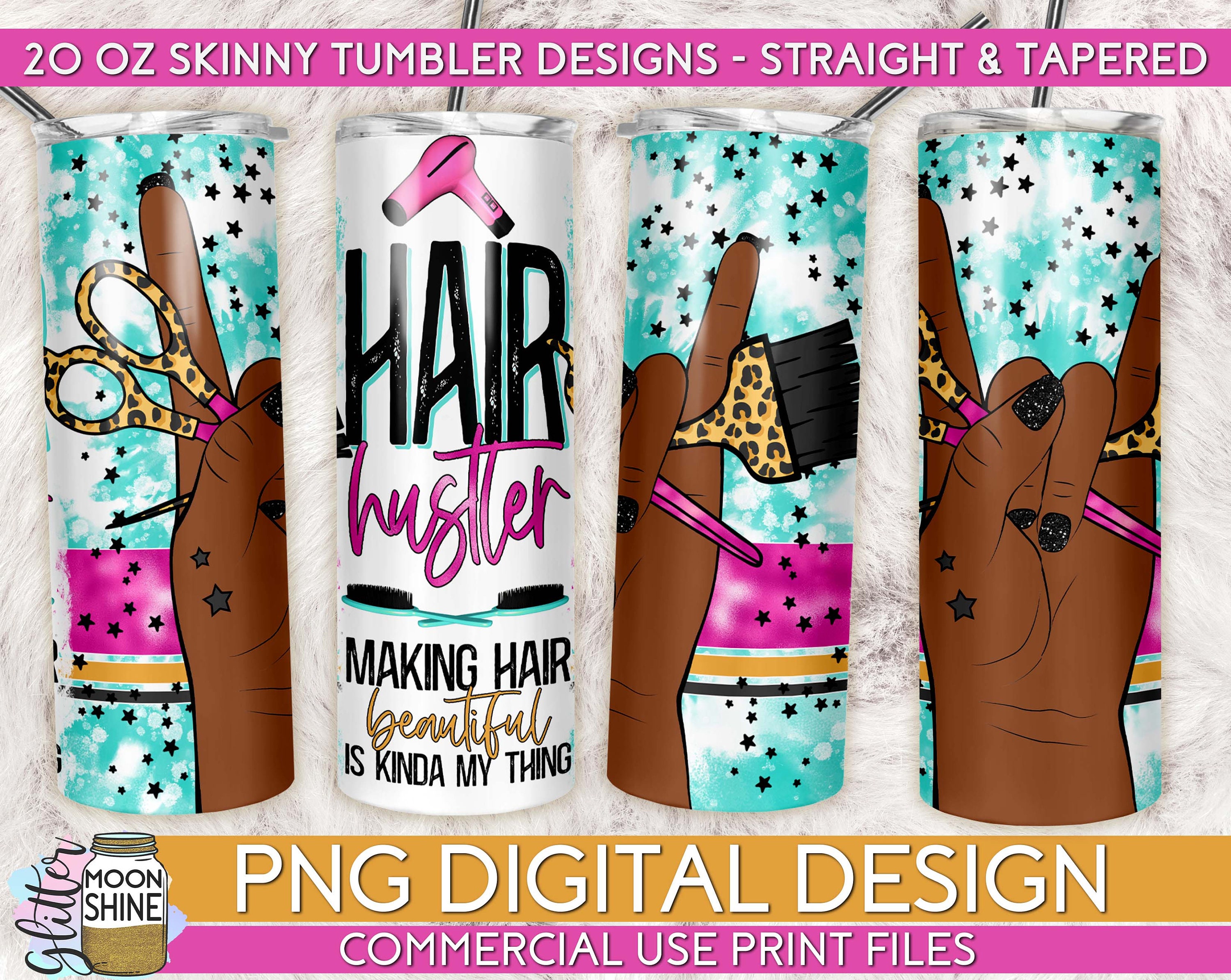 Hair Hustler 2 Tumbler PNG Print Files for 20 oz Sublimation Tumbler, Vintage, Tumbler Wrap, 90's, Cup PNG, Retro