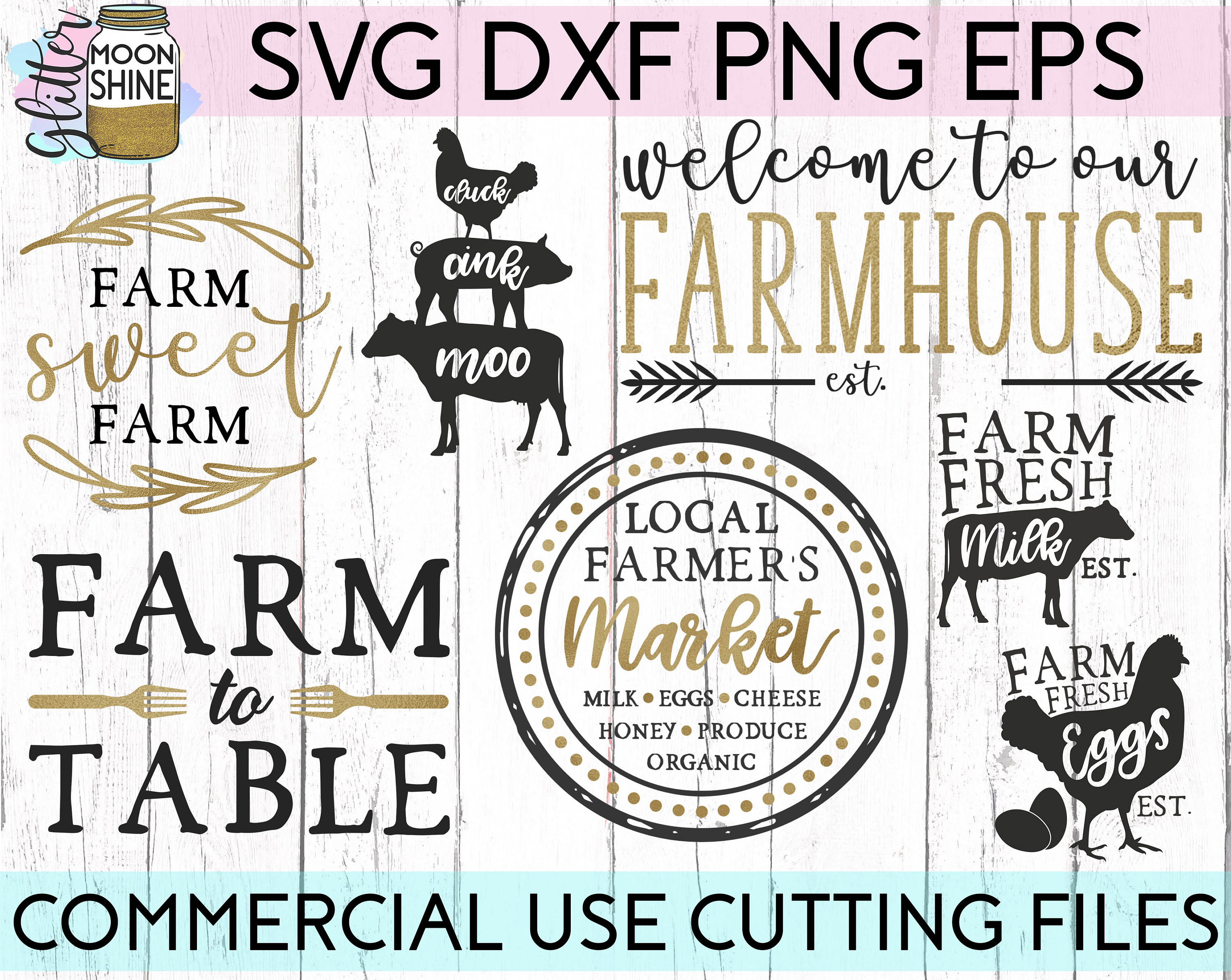 Download Farmhouse Bundle svg eps dxf png Files for Cutting ...