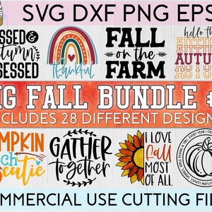 Big Fall Bundle von 28 #2 Svg Dxf Eps Png-Dateien für Schneidemaschinen Cameo Cricut, Herbst, Herbst, Thanksgiving, lustig, Halloween