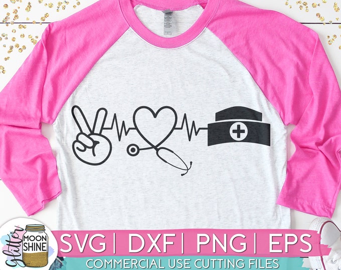 Peace Love Nurse Svg Eps Dxf Png Files for Cutting Machines Cameo ...