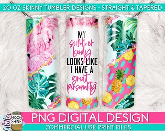 My Summer Body Tumbler PNG Print Files for 20 oz Sublimation Tumbler, Vintage, Tumbler Wrap, Boho, Colorful, Cup PNG