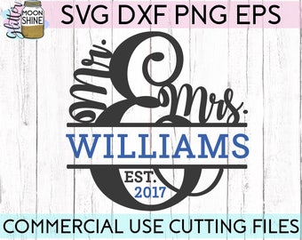 Mr. And Mrs. Split Monogram Frame svg eps dxf png Files for Cutting Machines Cameo Cricut, Last Name, Wedding svg, Engagement svg, Sign svg