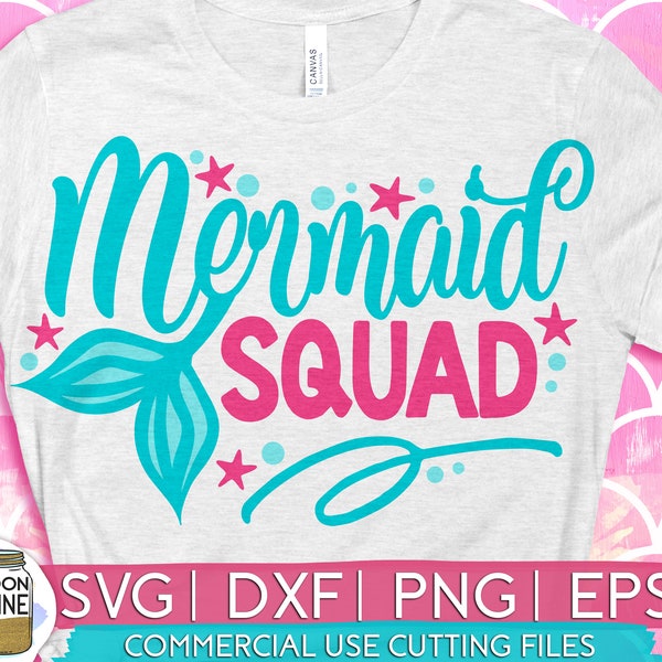 Mermaid Squad svg dxf eps png Files for Cutting Machines Cameo Cricut, Mermaid SVG, Beach Vibes, Summer Vacation, Girly, Kids, Vacay, Cute