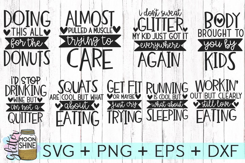 Download Mom Fitness Bundle of 24 svg eps dxf png Files for Cutting ...