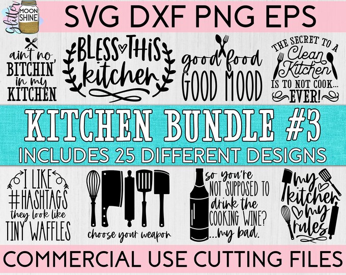 Huge Kitchen Bundle of 25 #3 Svg Eps Dxf Png Files for Cutting Machines ...
