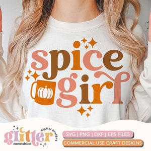 Pumpkin Spice Girl Retro svg dxf eps png Cutting Files For Cameo Cricut, Fall, Autumn, Thanksgiving, Halloween, Retro, Sublimation