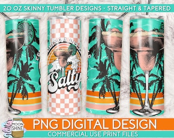 Feeling Salty Margarita Tumbler PNG Print Files for 20 oz Sublimation Tumbler, Vintage, Tumbler Wrap, Boho, Colorful, Cup PNG