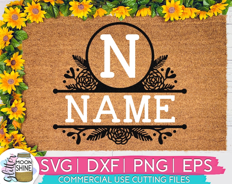 Download Floral Split Monogram Frame svg eps dxf png Files for ...