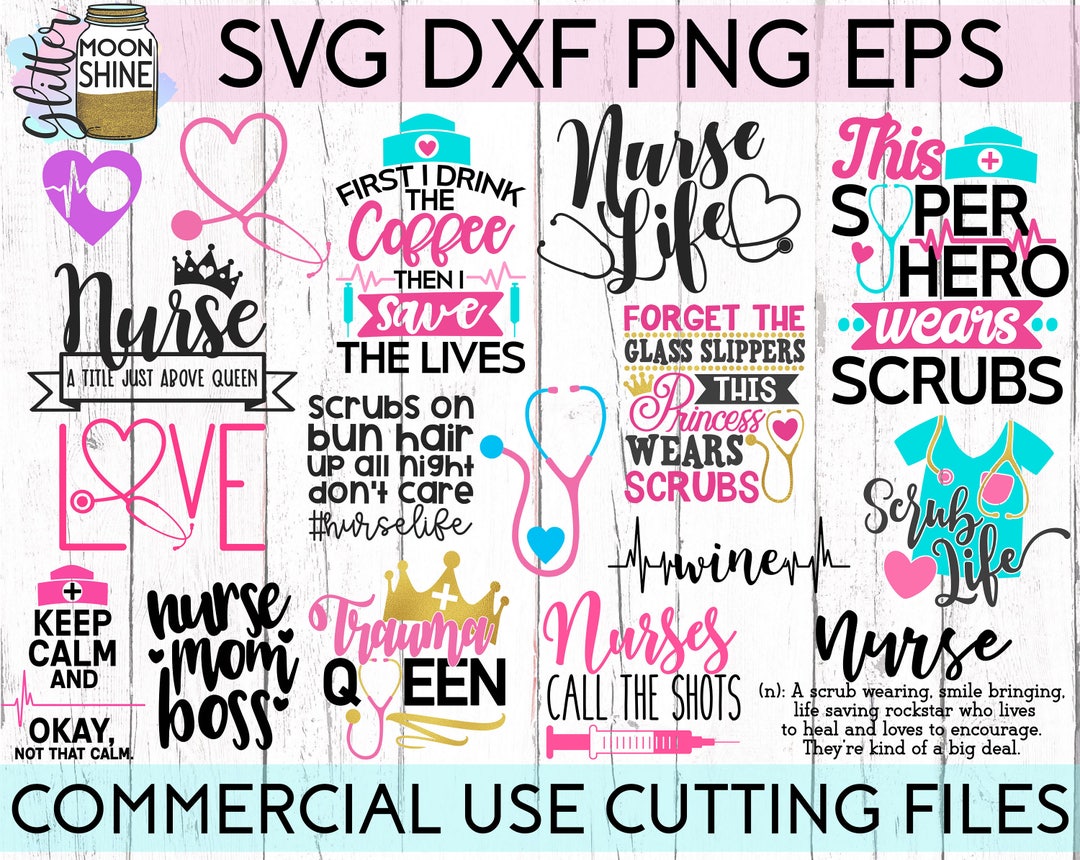 HUGE Nurse Bundle of 25 Svg Eps Dxf Png Files for Cutting Machines ...