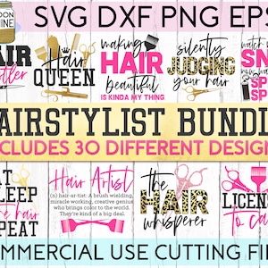 Hairstylist Bundle of 30 svg eps dxf png Files for Cutting Machines Cameo Cricut, Sublimation Design, Hairstylist, Hairdresser, Hair