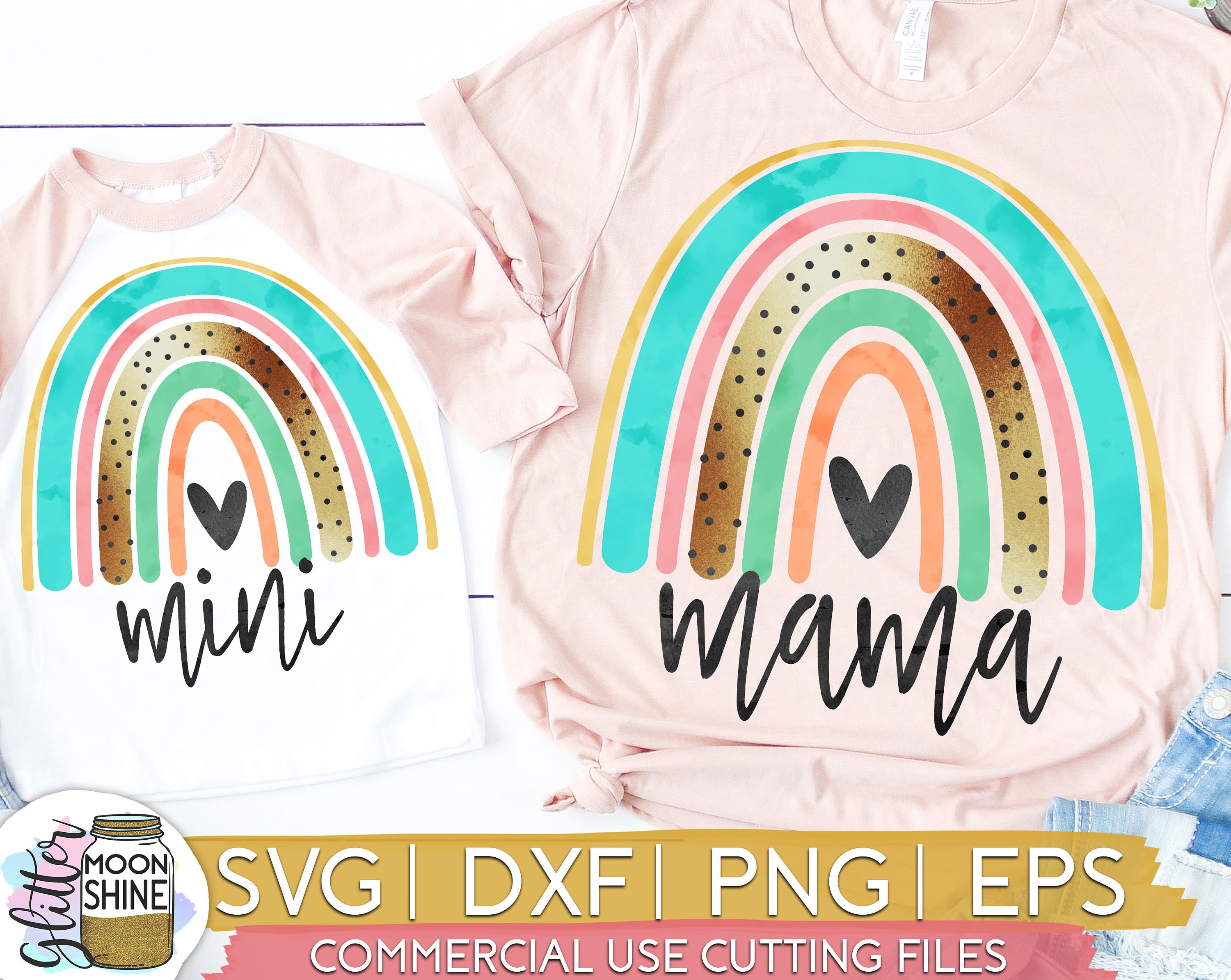 Download Dot Rainbow Mama Mini Set Of 2 Svg Eps Dxf Png Files For Etsy