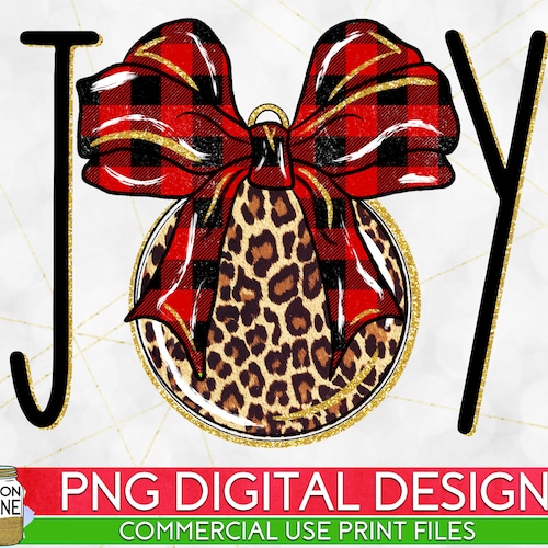 Joy Leopard Plaid Ornament PNG Print File for Sublimation or - Etsy