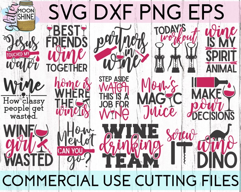 Download Wine Bundle of 25 1 svg dxf eps png Files for Cutting | Etsy