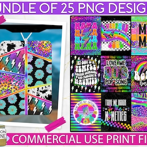 90&#39;s Rainbow Bright Car Freshener Bundle of 25 PNG Print Files for Sublimation Print, Retro Sublimation, Nineties, Vintage, Car Freshies