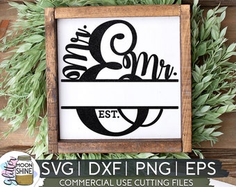 Mr. And Mr. Split Monogram Frame svg eps dxf png Files for Cutting Machines Cameo Cricut, Last Name, Wedding svg, Engagement svg, Sign svg