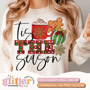 Tis The Season Hot Cocoa Plaid PNG Print File for Sublimation Or Print, Christmas Sublimation, Winter Sublimation, Holiday PNG, Santa