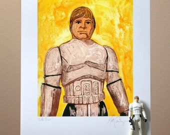 Star Wars LUKE SKYWALKER STORMTROOPER Original Artwork Art Print - inspired by Vintage Kenner Star Wars Action Figures - 11" x 14" unframed