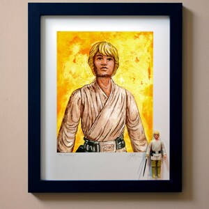 Star Wars LUKE SKYWALKER Tatooine Original Artwork Art Print - inspirado en Vintage Kenner Star Wars Figuras de Acción - 11&quot; x 14&quot; Enmarcado