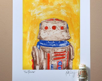 Star Wars R5-D4 Original Artwork Art Print - inspired by Vintage Kenner Star Wars Action Figures - "Bad Motivator" - 11" x 14" unframed R5D4