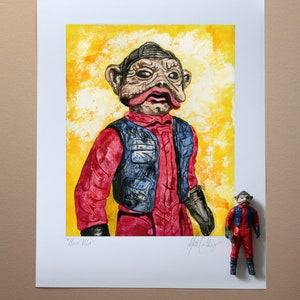 Star Wars NIEN NUNB Original Artwork Art Print - inspired by Vintage Kenner Star Wars Action Figures - &quot;Mouse Pilot&quot; - 11&quot; x 14&quot; unframed