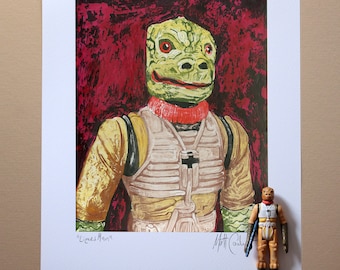 Star Wars BOSSK Original Artwork Art Print - inspired by Vintage Kenner Star Wars Action Figures - "Lizard Man" - 11" x 14" unframed