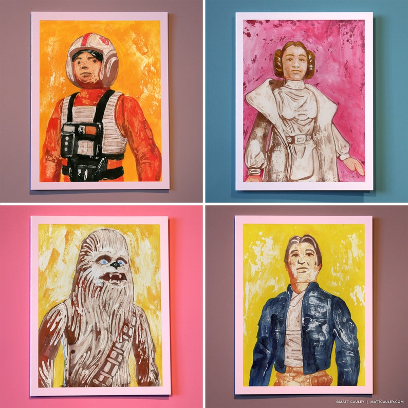 Star Wars Greeting Cards Blank Inside Original Artwork, inspired by Vintage Kenner 1977 Star Wars Action Figures Many Styles image 3