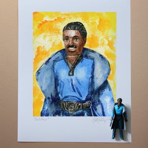 Gwiezdne Wojny LANDO CALRISSIAN Oryginalna grafika Wydruk artystyczny - inspirowany figurkami akcji Vintage Kenner Star Wars - Gracz w karty 11" x 14" bez ramki