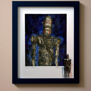 Star Wars IG-88 Original Artwork Art Print - inspired by Vintage Kenner Star Wars Action Figures - &quot;Assassin Droid&quot; 11&quot; x 14&quot; Framed